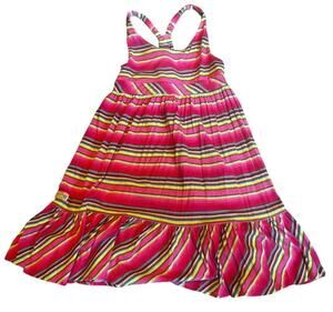 Title: Ralph Lauren Girls Pink Multicolor Stripe Cotton Sundress Dress Size 6